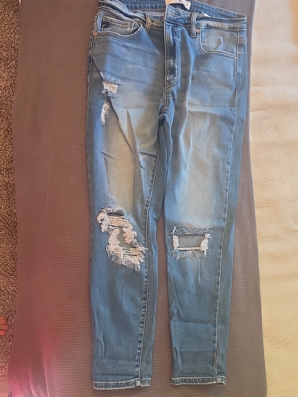 KanCan Light Blue Distressed Straight Leg Jeans